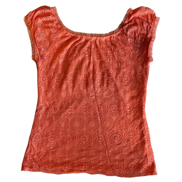 Dress Barn Brazen Orange Lacey Petite Top - Picture 6 of 8
